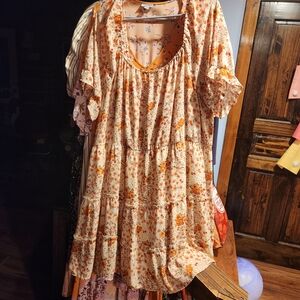 Liberty Love Floral Dress in Orange and Cream